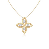 moissanite 4 petal flower necklaces in yellow gold vermeil